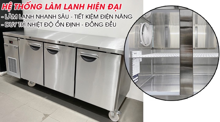 Bàn mát công nghiệp inox Sanden intercool Scr3-1800i