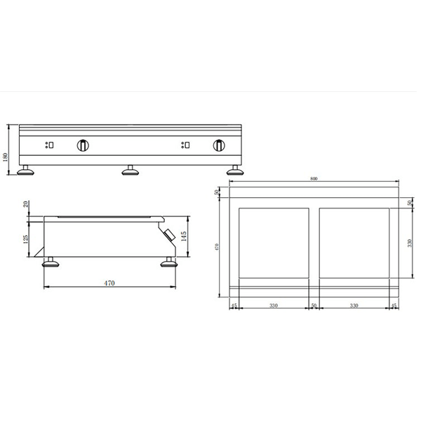 Bếp Điện Từ Đôi Công Nghiệp Lestov LT-TPP-B105 bản vẽ