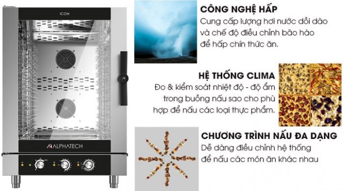 Lò hấp nướng đa năng 10 khay x gn 11 Lainox Icem101e hệ thống nấu