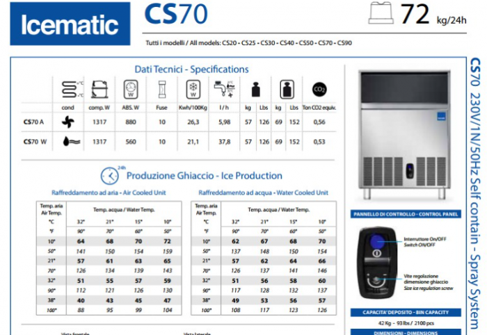 Máy Làm Đá Icematic CS70