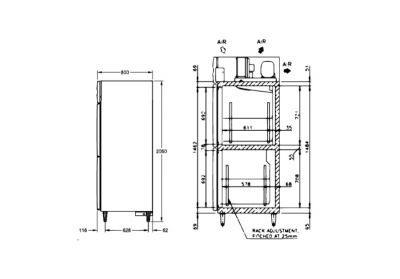 Tủ đông mát 2 cánh inox Hoshizaki HRFE-77MA kích thước chuẩn